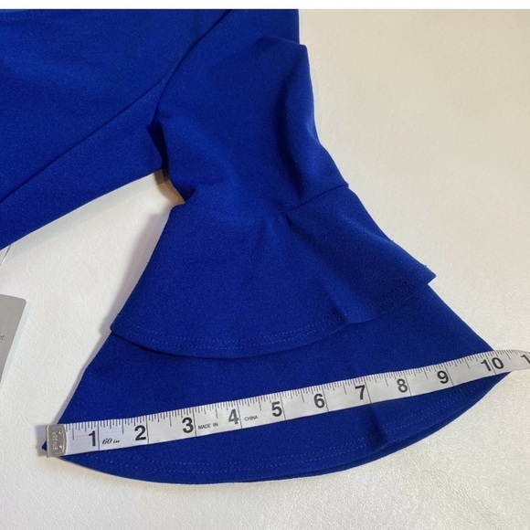 NWT Nordstrom Vanity Room Layered Bell Sleeve V Neck Royal Blue A-Line Dress - Picture 6 of 9